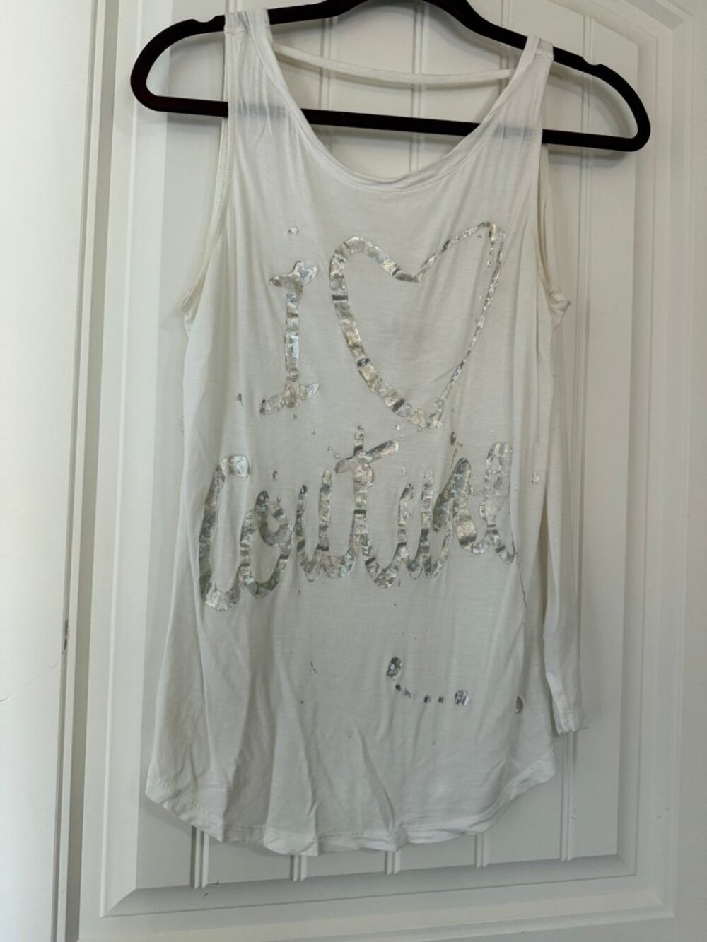 White juice couture white tank top with string lined back